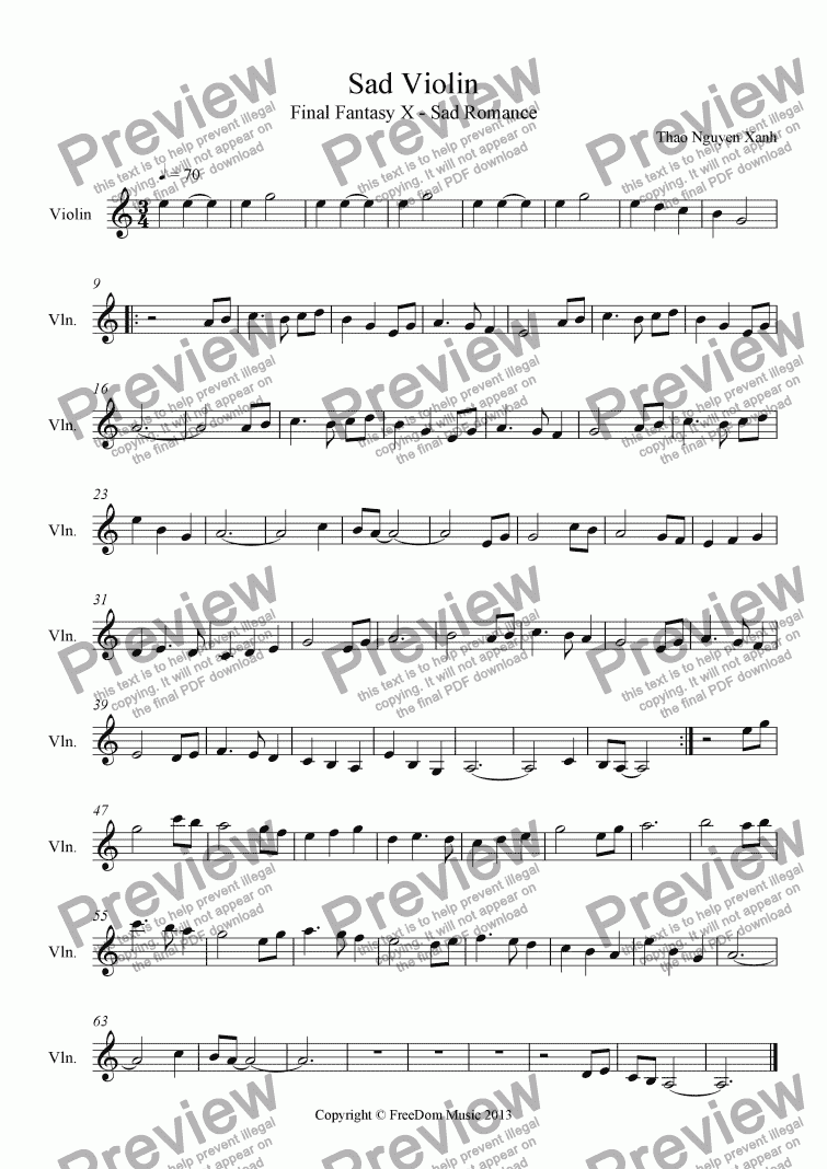 page one of Sad Violin