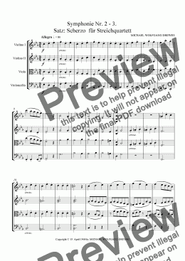 page one of Symphonie Nr. 2 - 3.  Satz: Scherzo  für Streichquartett