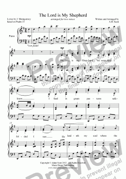 page one of The Lord is My Shepherd (vocal duet)