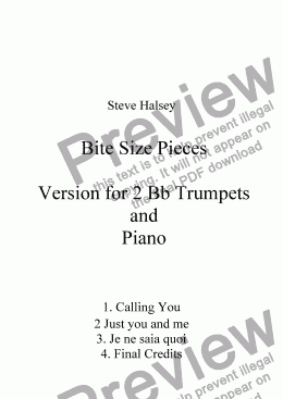 page one of Bite Size Duets for 2 Trumpets and Piano