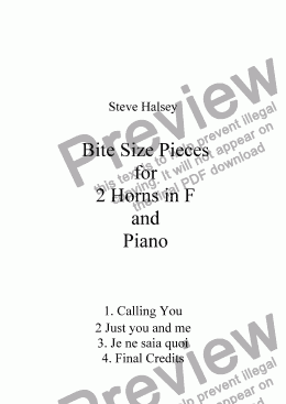 page one of Bite Size Duets Version for two Horns and Piano