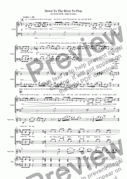page one of Down To The River To Pray (choir SATB + violin + piano)