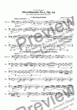 page one of Divertimento No.1, Op. 24 for Unaccompanied Bass Tuba in F