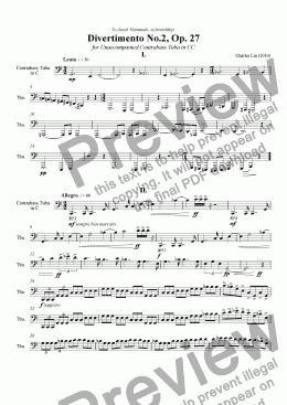 page one of Divertimento No.2, Op. 27 for Unaccompanied Contrabass Tuba in CC