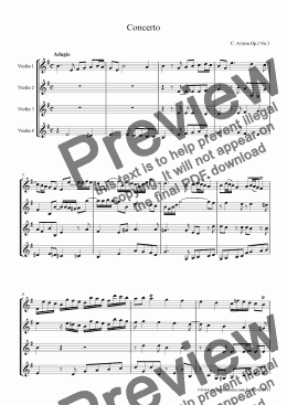 page one of Avison Concerto Op.2 No.3 for Violin Quartet