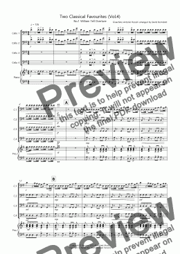 page one of 2 Classical Favourites for Cello Quartet (volume four)