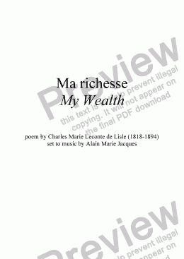 page one of Ma richesse (A. Jacques / Leconte de Lisle)