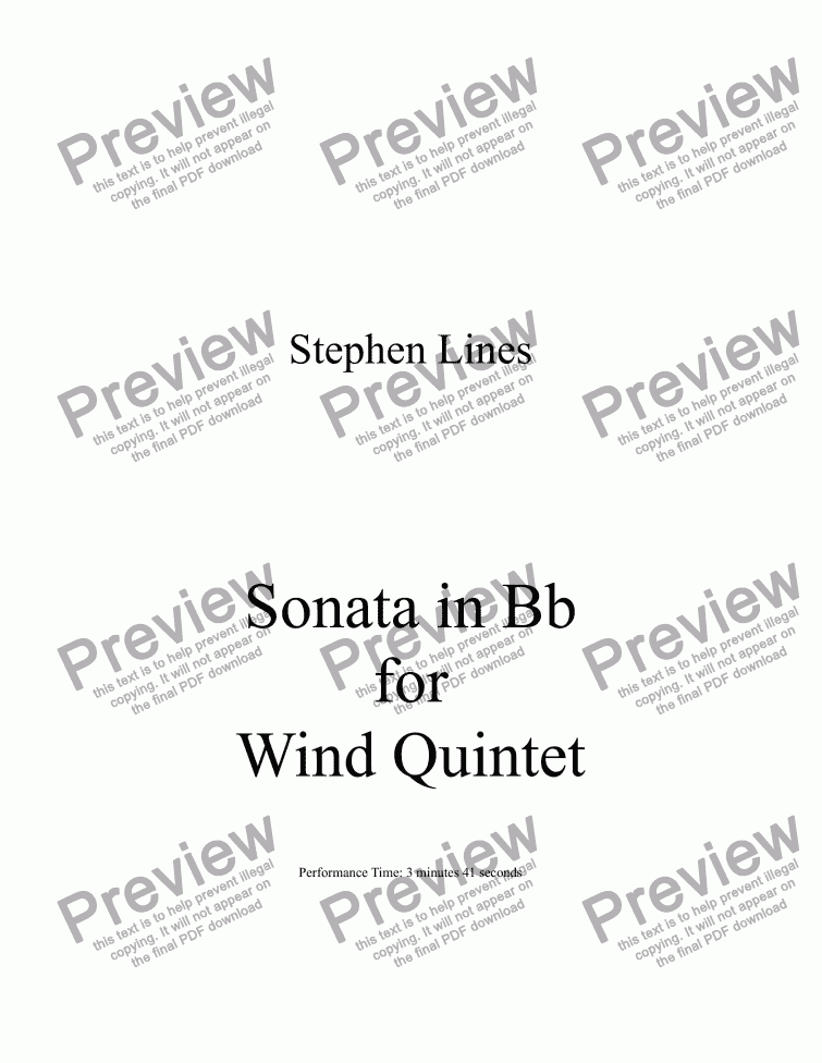 page one of Wind Quintet: Sonata in Bb