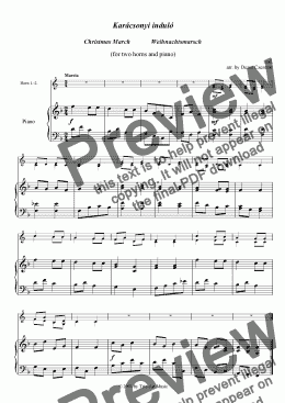 page one of Christmas March for two horns and piano