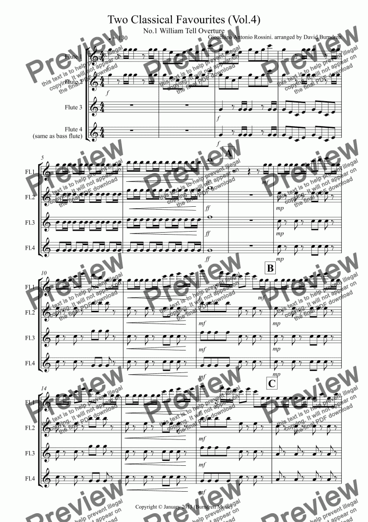 page one of 2 Classical Favourites for Flute Quartet (volume four)