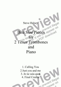 page one of Bite Size Duets 2 Trombones and Piano