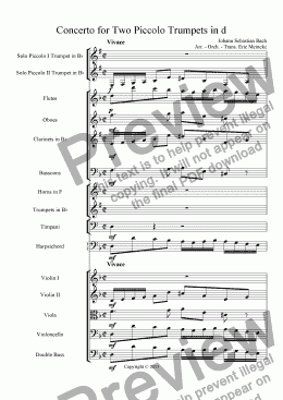 page one of Concerto for Two Piccolo Trumpets in d