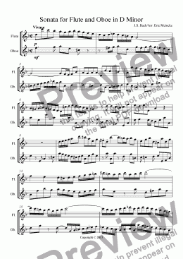 page one of Sonata for Flute and Oboe in D Minor