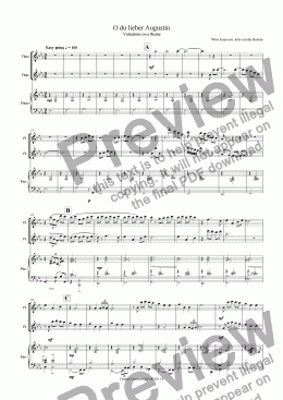 page one of O du lieber Augustin (flute duet + piano)