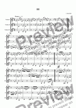 page one of SONATE N° 42 -III for 3 Violins by J. HAYDN