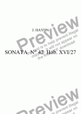 page one of SONATA  N° 42  Hob. XVI/27 for violins trio