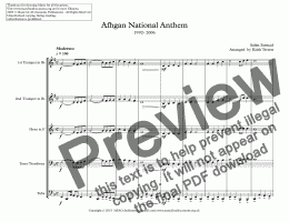 page one of Afhgan National Anthem for Brass Quintet (1992-2006) Old version
