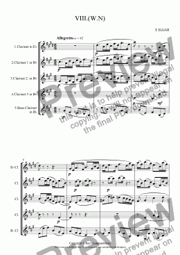 page one of Enigma Variations: VIII.(W.N)(Clarinet Quintet)