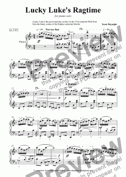 page one of "Lucky Luke’s Ragtime for piano"