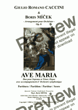 page one of Ave MARIA - Giulio Romano CACCINI, Arrangement Boris MÍČEK