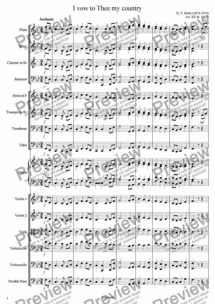 I Vow To Thee My Country Download Sheet Music Pdf File