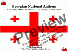page one of Georgian National Anthem ’’Tavisupleba’’ for Brass Quintet (MFAO World  National Anthem Series)