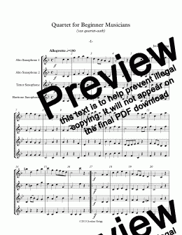 page one of Quartet for Beginner Musicians (sax quartet-aatb)