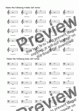 page one of Treble & Bass Note Naming 1