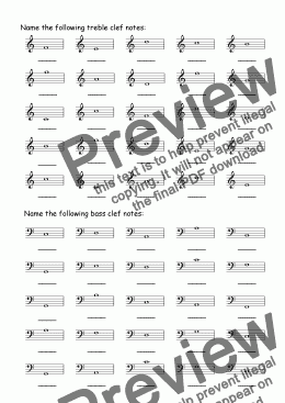 page one of Treble & Bass Note Naming 2