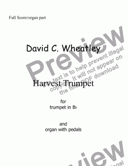 page one of Harvest Trumpet for trumpet in Bb and organ by David Wheatley