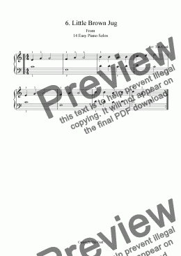 page one of Little Brown Jug. Easy Piano Solo