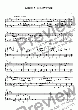 page one of Sonata 5 1st Movement