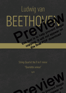 page one of Beethoven - String Quartet No.11 in F minor
