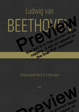 page one of Beethoven - String Quartet No.12 in E flat