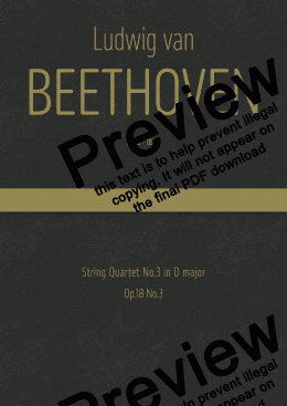 page one of Beethoven - String Quartet No.3 in D major