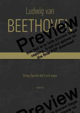 page one of Beethoven - String Quartet No.5 in A major
