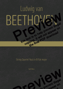 page one of Beethoven - String Quartet No.6 in B flat major