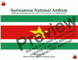 page one of Surinamese National Anthem for Brass Quintet (MFAO World National Anthem Series)