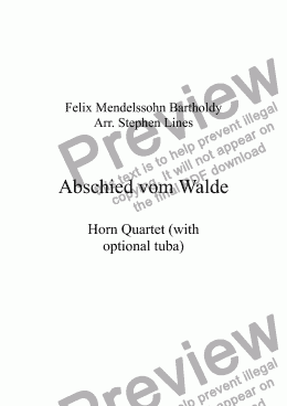page one of Horn Quartet: Abschied vom Walde