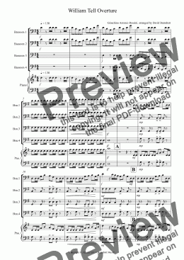 page one of William Tell Overture for Bassoon Quartet