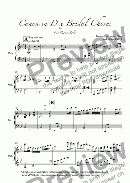 page one of Canon in D x Bridal Chorus For Solo Piano - for Wedding!