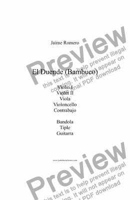 page one of El Duende (Bambuco) Orquesta de Cuerdas y Trio Andino Colombiano