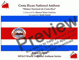 page one of Costa Rican National Anthem for Brass Quintet (MFAO World National Anthem Series)
