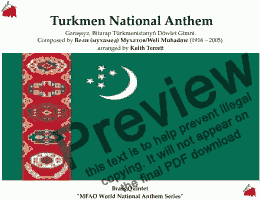 page one of Turkmen National Anthem for Brass Quintet (MFAO World National Anthem Series)