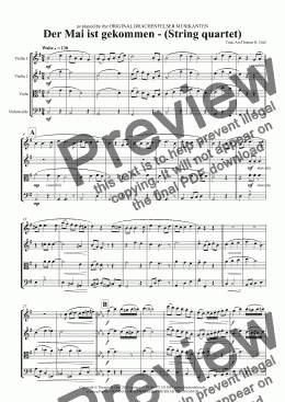page one of Der Mai ist gekommen - String quartet