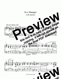 page one of In a Manger (solo piano)