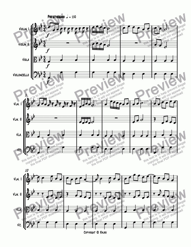 page one of SQ #3 IV Ragtime Waltz in A Major, Op. 244 orchestrated.sib