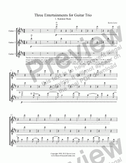page one of Three Entertainments for Guitar Trio