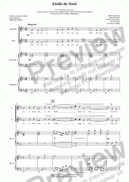 page one of Etoile de Noel (SSA choir and harp)