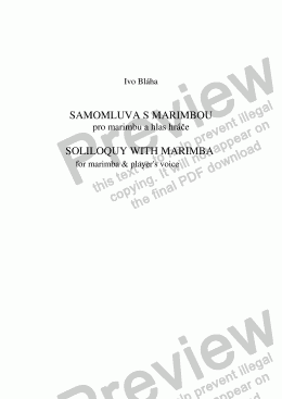 page one of SOLILOQUY WITH MARIMBA (Samomluva s marimbou) for marimba & player’s voice